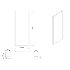 AQUALINE AMADEO boční stěna 800 mm, sklo Brick BTP80 - Aqualine