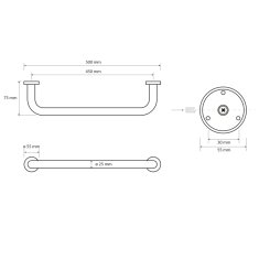 SAPHO X-ROUND E madlo pevné 450mm, chrom XR500 - Sapho