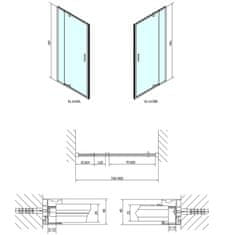 POLYSAN EASY sprchové dveře otočné 760-900mm, sklo Brick EL1638 - Polysan