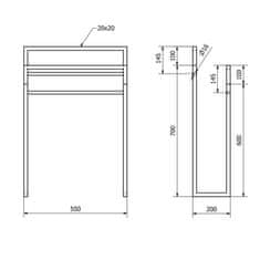 SAPHO SKA stojan na ručníky 550x800x200mm, černá mat/dub SKA308 - Sapho