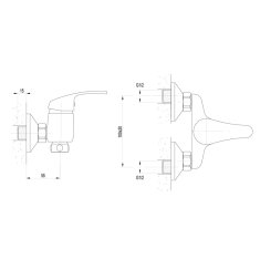 AQUALINE AQUALINE 35 nástěnná dřezová baterie 3/4", rozteč 100mm (bez ramínka), chrom 52131 - Aqualine