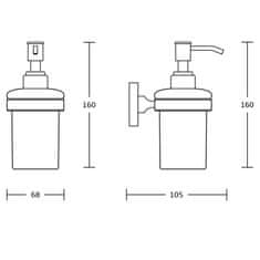 AQUALINE SAMBA dávkovač mýdla 150ml, mléčné sklo, černá mat SB219 - Aqualine