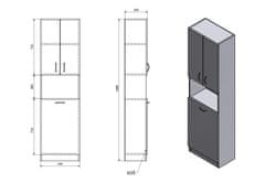 AQUALINE SIMPLEX ECO vysoká skříňka s košem 50x180x30cm SIME510 - Aqualine