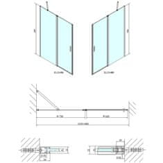 POLYSAN ZOOM BLACK sprchové dveře 1400mm, čiré sklo ZL1314B - Polysan