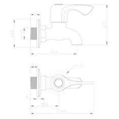 AQUALINE Nástěnný kulový ventil 1/2", krátký, chrom ZY12033 - Aqualine