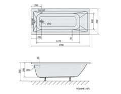 POLYSAN NOEMI obdélníková vana 170x70x39cm, bílá 71708 - Polysan