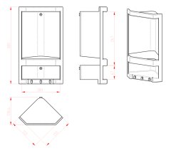 Gedy JUNIOR dvoupatrová rohová polička, 189x385x139 mm, termoplast, bílá 8079 - Gedy