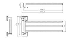 AQUALINE APOLLO trojitý držák ručníků 350x44mm, chrom 1416-16 - Aqualine