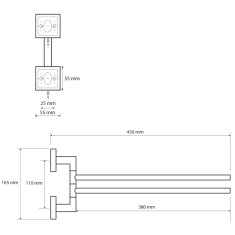 SAPHO X-SQUARE dvojitý držák ručníků otočný 420mm, chrom XQ405 - Sapho