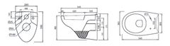 AQUALINE TAURUS závěsná WC mísa, 36x54,5cm, bílá LC1582 - Aqualine