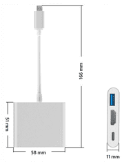 CO2 ADAPTÉR, 3 V 1, USB TYP C, NA HDMI, VESMÍRNĚ ŠEDÝ, CO2