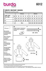 Burda Střih Burda 6012 - Mikinové šaty, mikina s kapucí
