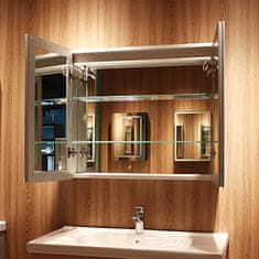 Bezdoteku Koupelnová skříňka dvoudveřová se zrcadlem a LED osvětlením KS2