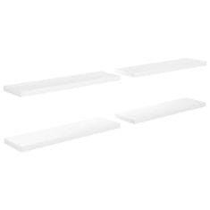 Vidaxl Plovoucí nástěnné police 4 ks lesklé bílé 90x23,5x3,8 cm MDF