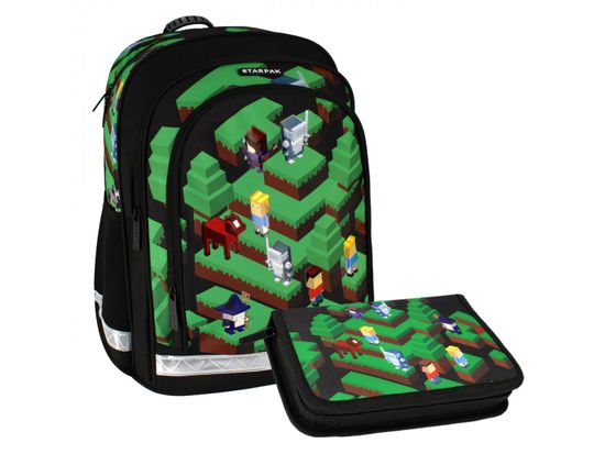 sarcia.eu Pixel Game Školní set: Batoh s odrazkami 40x29x20 + penál bez výbavy