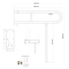 SAPHO HANDICAP madlo sklopné s opěrnou nohou 600mm, nerez lesk XH521 - Sapho