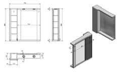 SAPHO PULSE galerka s LED osvětlením, 75x80x17cm, levá, bílá/antracit PU077-3034 - Sapho