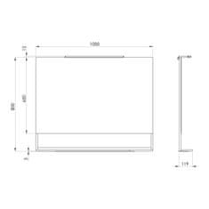 SAPHO ERUPTA zrcadlo s LED osvětlením a policí 100x80cm, černá mat ERU340 - Sapho