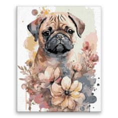 Malujsi Malování podle čísel - Mops 03 - 40x50 cm, plátno vypnuté na rám