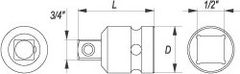 YATO Nástavec adaptér 1/2" - 3/4" rázový CrMo SCM-440