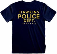 CurePink Pánské tričko Netflix|Stranger Things: Hawkins Police Badge (M) modrá bavlna