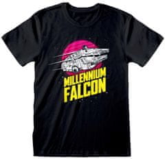 CurePink Pánské tričko Star Wars|Hvězdné Války: Millenium Falcon Circle (S) černé bavlna