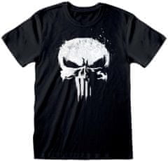 CurePink Pánské tričko Marvel|Punisher: TV Skull Logo (S) černá bavlna