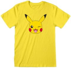 CurePink Pánské tričko Pokémon: Pikachu Face (M) žlutá bavlna