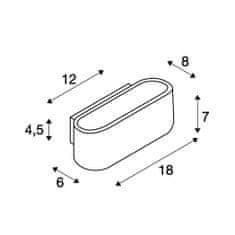 SLV BIG WHITE OSSA 150, nástěnné svítidlo, QT-DE12, oválné, up/down, kartáčovaný Al, D/Š/V 18/8/7 cm, max. 100 W 151456