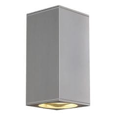 SLV BIG WHITE BIG THEO, venkovní nástěnné svítidlo, QPAR111, IP44, hranaté, up/down, stříbrošedé, max. 150 W 229574