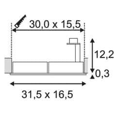 SLV BIG WHITE NEW TRIA 2, vestavné svítidlo, dvě žárovky, QPAR111, obdélníkové, bílé matné, max. 150 W, vč. upínacích pružin 113841