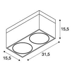 SLV BIG WHITE KARDAMOD, stropní svítidlo, dvě žárovky, QPAR111, obdélníkové, černé matné, max. 150 W 117110