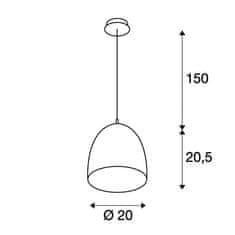 SLV BIG WHITE PARA CONE 20, závěsné svítidlo, A60, kulaté, měď kartáčovaná, pr. 20 cm, max. 60 W 133009