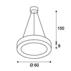 SLV BIG WHITE MEDO RING 60, závěsné svítidlo, LED, černé, pr. 60 cm, vč. ovladače LED 133840