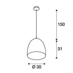 SLV BIG WHITE PARA CONE 30, závěsné svítidlo, A60, kulaté, černé/zlaté, pr. 30 cm, max. 60 W 133060