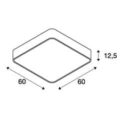 SLV BIG WHITE MEDO 60, stropní svítidlo, LED, 3000K, hranaté, stříbrná šedá, 1-10V 1000727