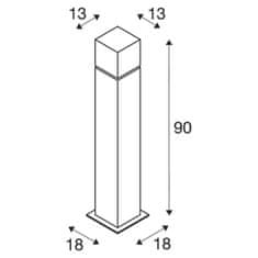 SLV Výprodej vzorku BIG WHITE SQUARE POLE 90 LED venkovní stojací lampa, ušlechtilá ocel 316, 3000K, IP44 1000418