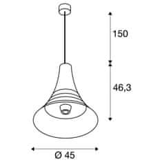 SLV BIG WHITE BATO 45 PD vnitřní závěsné svítidlo, černá, E27, max. 60W 1000433