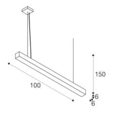 SLV BIG WHITE Q-LINE PD LED vnitřní závěsné svítidlo, 1m, BAP, černá, 3000K 1000933