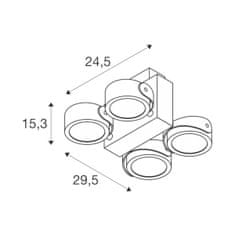 SLV BIG WHITE TEC KALU CW LED vnitřní nástěnné a stropní nástavbové svítidlo, quad, bílá / černá, 24°, 3000K 1001434