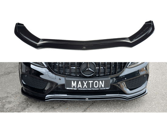 Maxton Design spoiler pod přední nárazník ver.1 pro Mercedes třída C W 205/C43 AMG, černý lesklý plast ABS