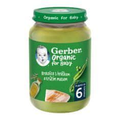 GERBER Organic dětský příkrm brokolice s hráškem a krutím masem 190 g