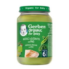 GERBER Organic dětský příkrm brokolice s hráškem a krutím masem 190 g