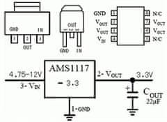 HADEX AMS1117-3.3 stabilizátor +3,3V/0,8A SOT-223