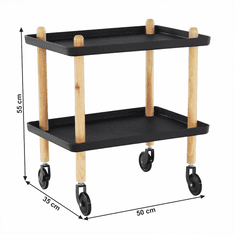 KONDELA Servírovací vozík, přírodní/černá, PONTO