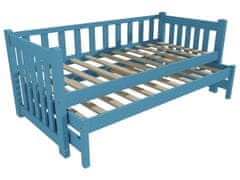 eoshop Dětská postel s výsuvnou přistýlkou ONDŘEJ "DPV 002" (Barva dřeva: barva modrá, Rozměr: 90 x 180 cm)