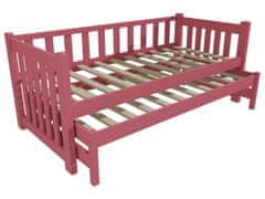 eoshop Dětská postel s výsuvnou přistýlkou ONDŘEJ "DPV 002" (Barva dřeva: barva růžová, Rozměr: 80 x 180 cm)