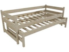 eoshop Dětská postel s výsuvnou přistýlkou SAMUEL "DPV 003" (Barva dřeva: surové dřevo, Rozměr: 90 x 200 cm)