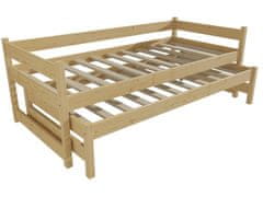 eoshop Dětská postel s výsuvnou přistýlkou SAMUEL "DPV 003" (Barva dřeva: bezbarvý lak, Rozměr: 80 x 180 cm)