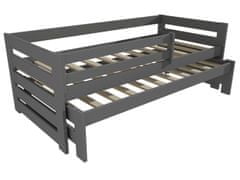 eoshop Dětská postel s výsuvnou přistýlkou NIKOLA se zábranou "DPV 007" (Barva dřeva: barva šedá, Rozměr: 90 x 200 cm)